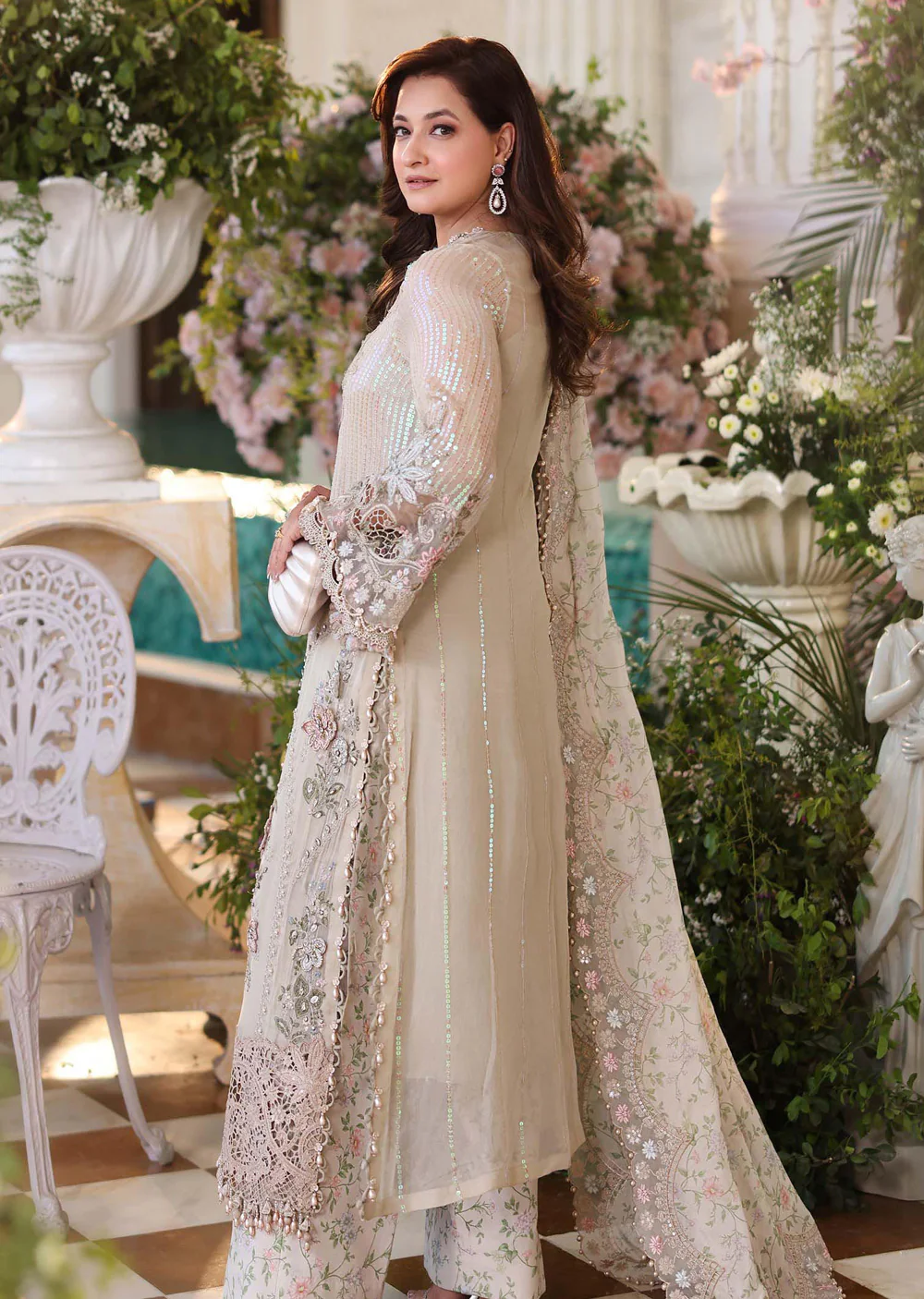 MPC-D7 Maria B Embroidered Chiffon Suit - Image 4
