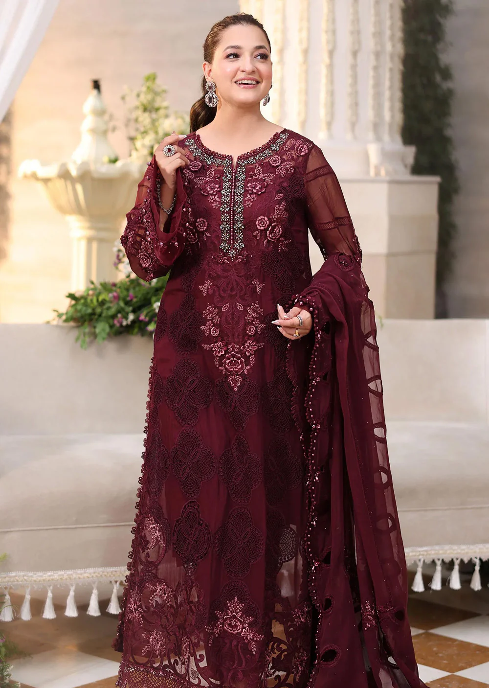 MPC-D8 Maria B Embroidered Chiffon Suit - Image 2