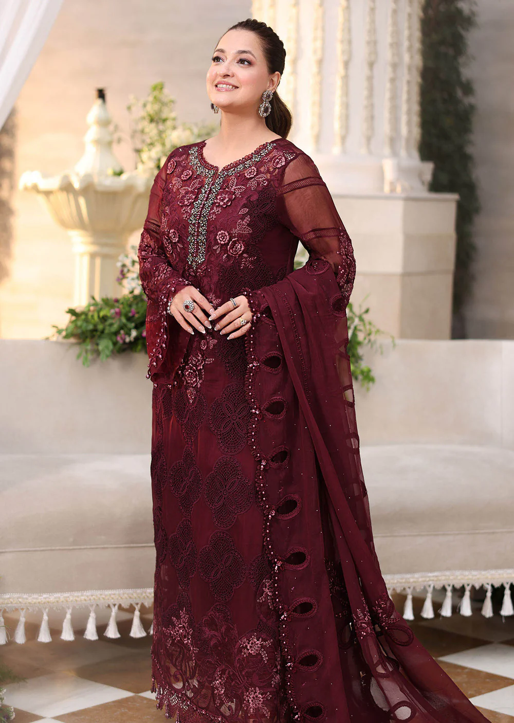 MPC-D8 Maria B Embroidered Chiffon Suit - Image 3