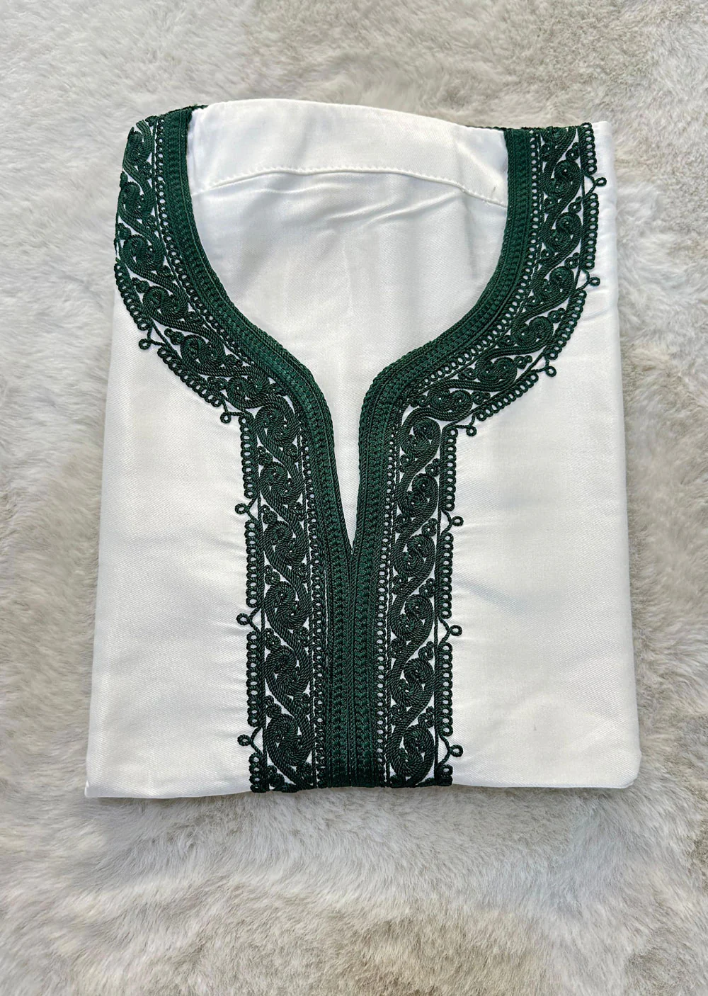 MRC102 Off White Moroccan Embroidered Thobe