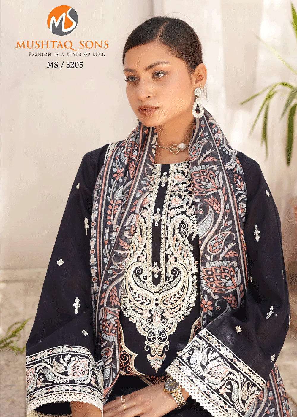 MS-3205 - Readymade - Mushtaq Sons Suit 2024 - Image 3
