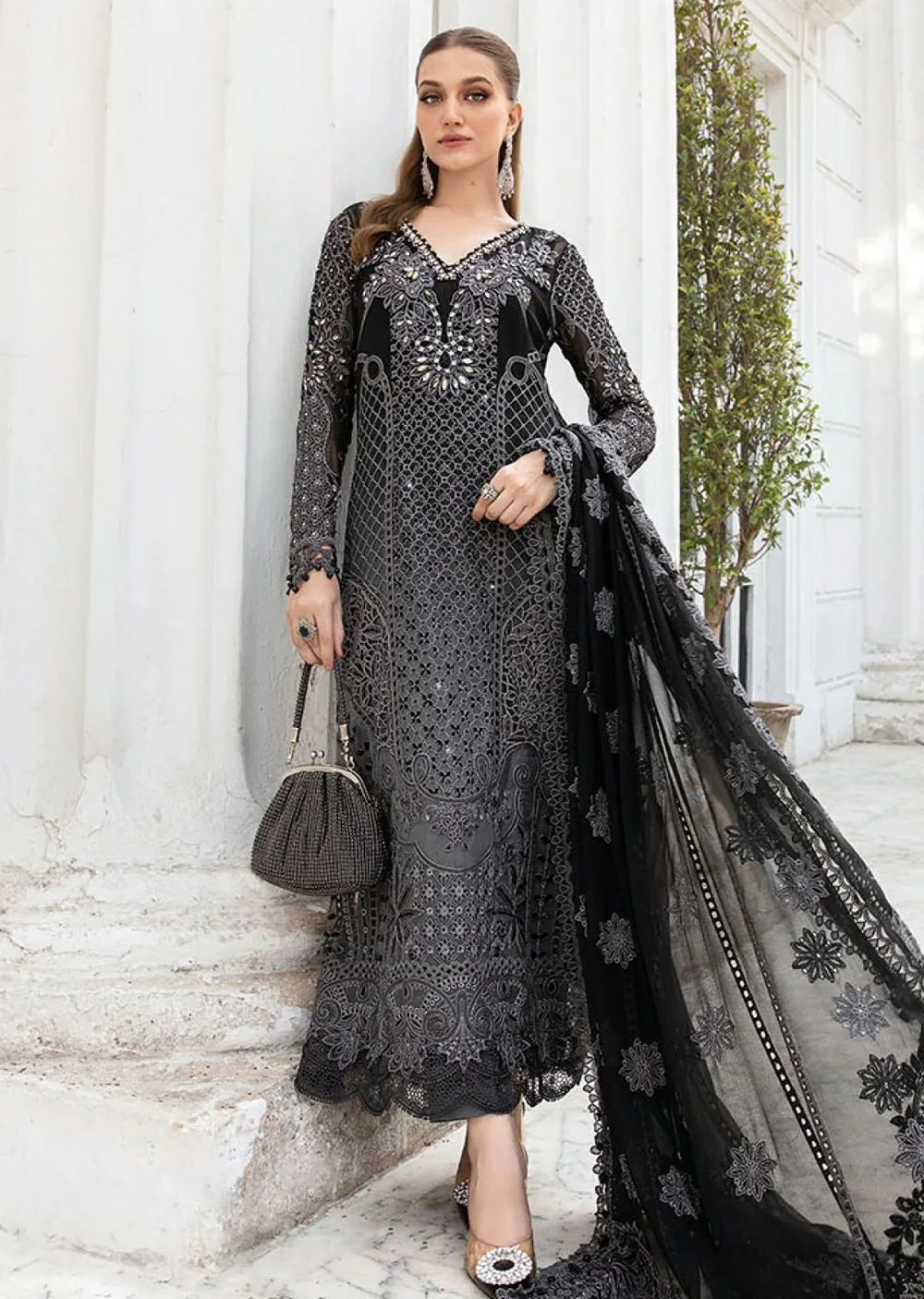 MPC-24-101 - Unstitched - Maria B Embroidered Chiffon 2024