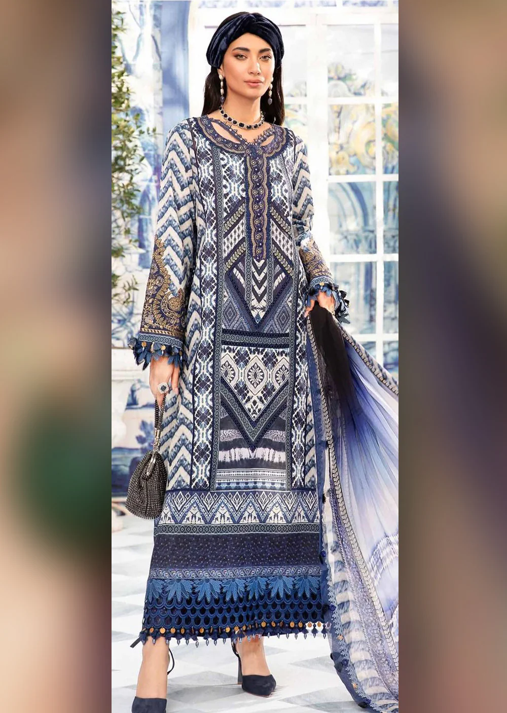 MTYC-04 - Blue/white - Maria B Inspired Dhanak Suit 2025