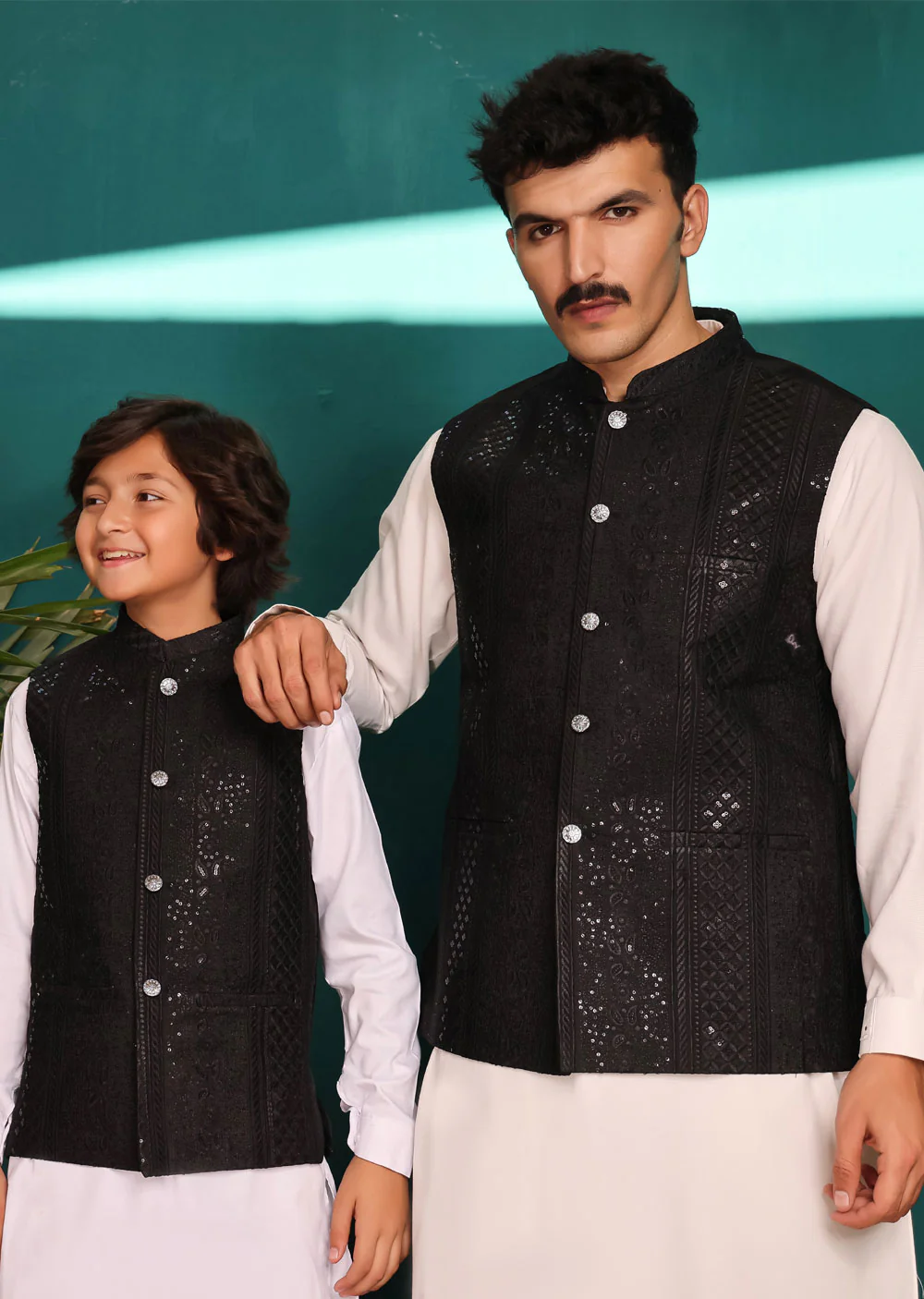 NF2104 Father & Son Black Waist Coat - Image 5