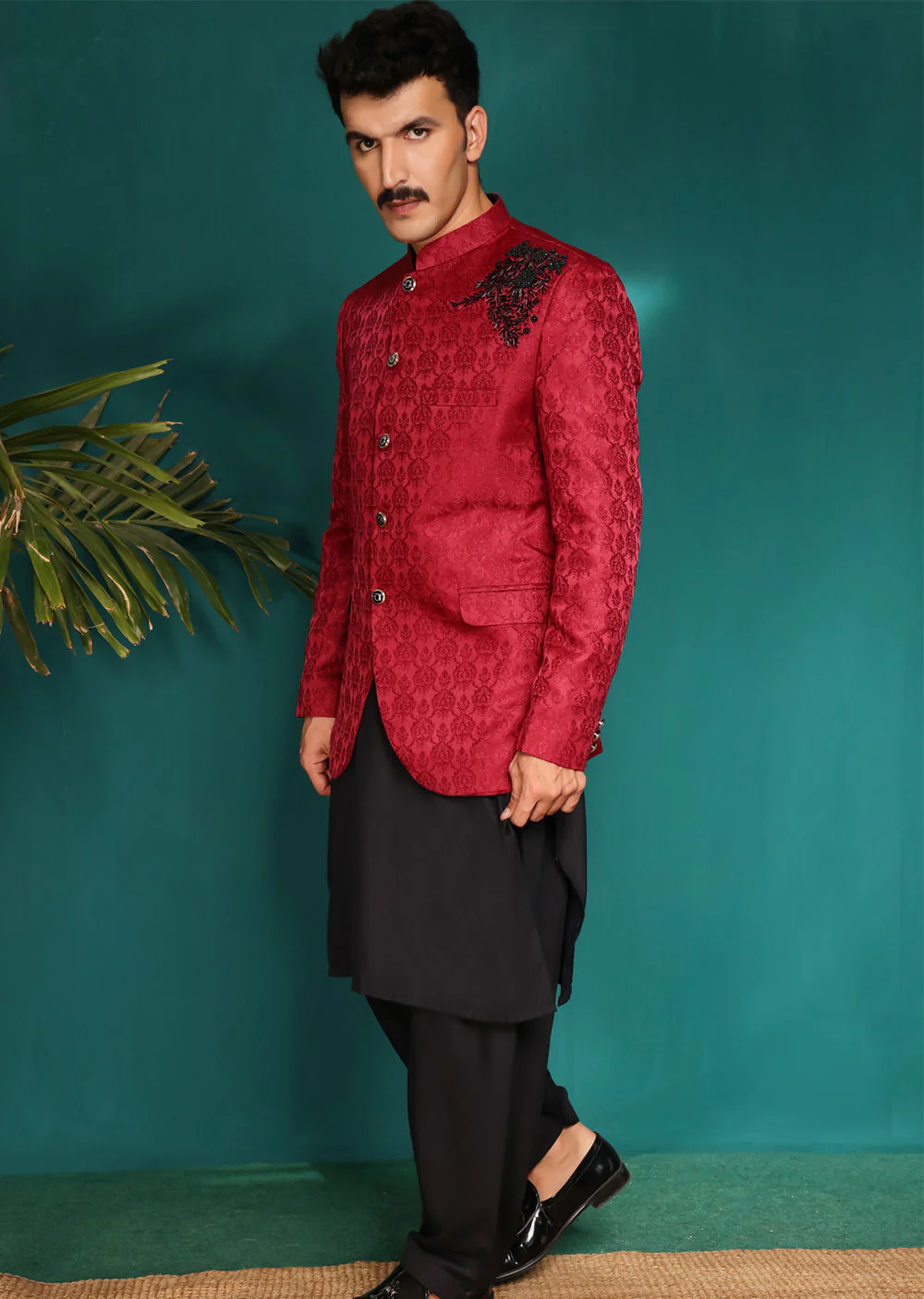 NF2108 Maroon Mens Prince Coat