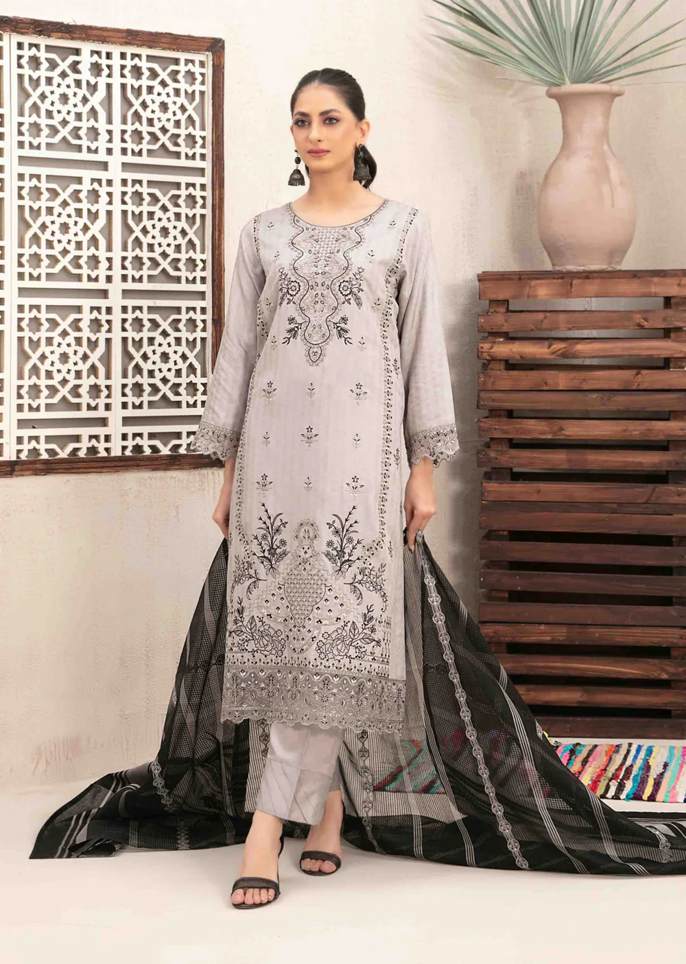 NTR-5270 - Unstitched - Nurten Fancy Embroidered Viscose Suit 2025