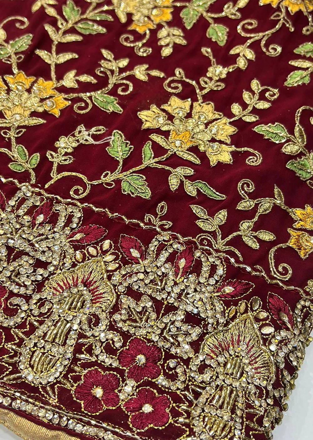 OP 2245 Red Unstitched Georgette Suit - Image 2