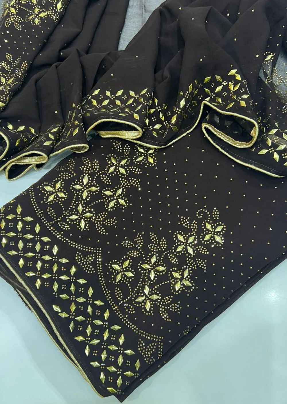 OP1777 Brown Unstitched Georgette Suit