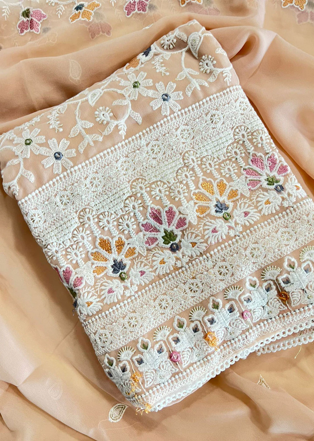 OP19496 Peach Unstitched Georgette Suit