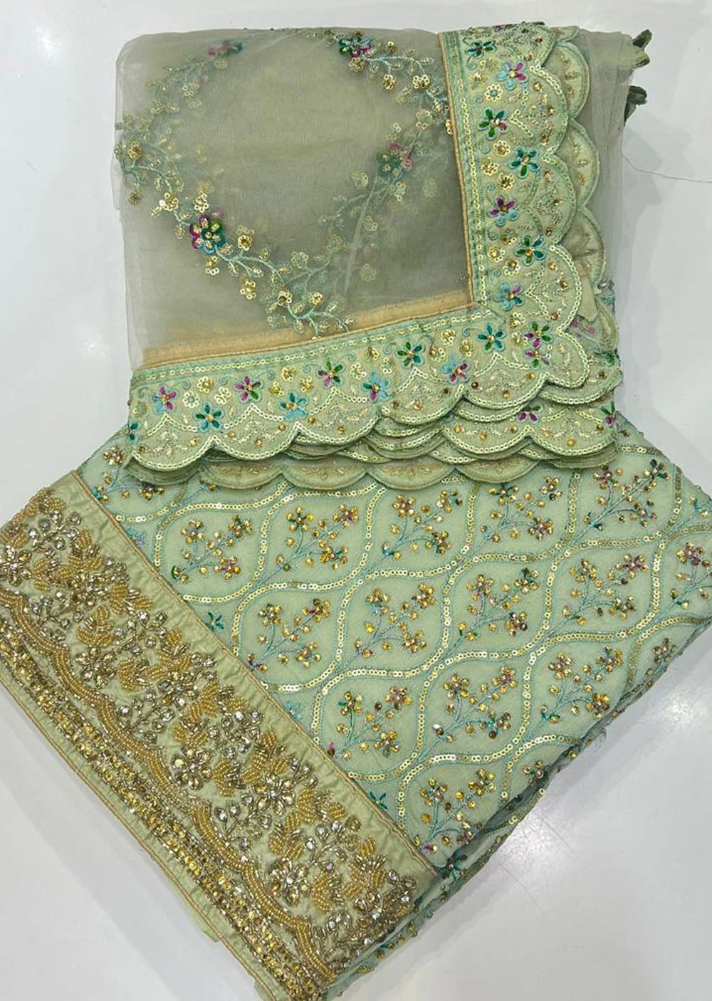 OP4051 Mint Unstitched Silk Suit
