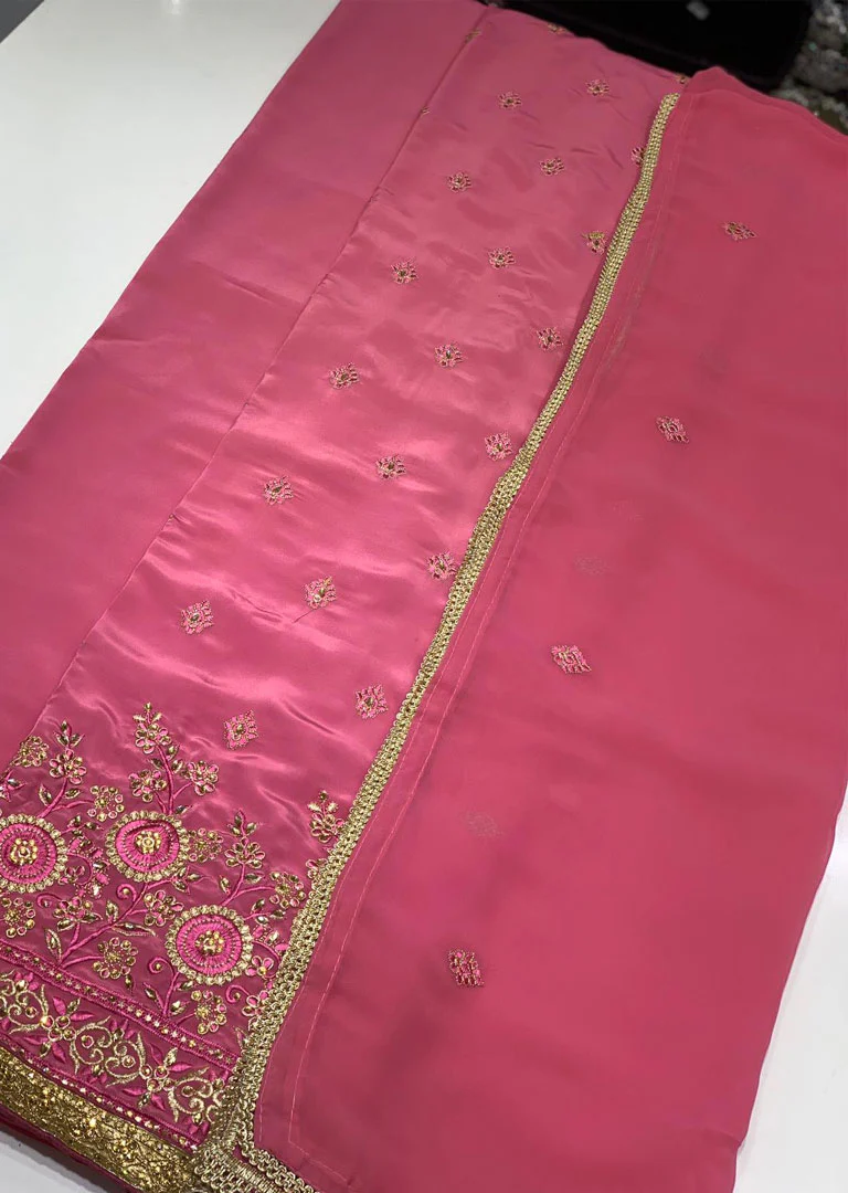 OP564 Pink Unstitched Georgette Suit
