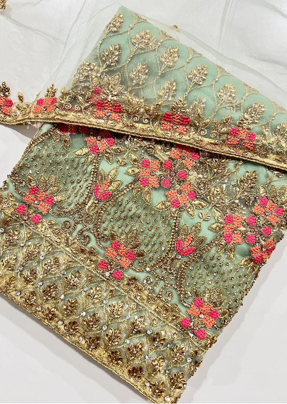 OP582 Green Unstitched Net Suit