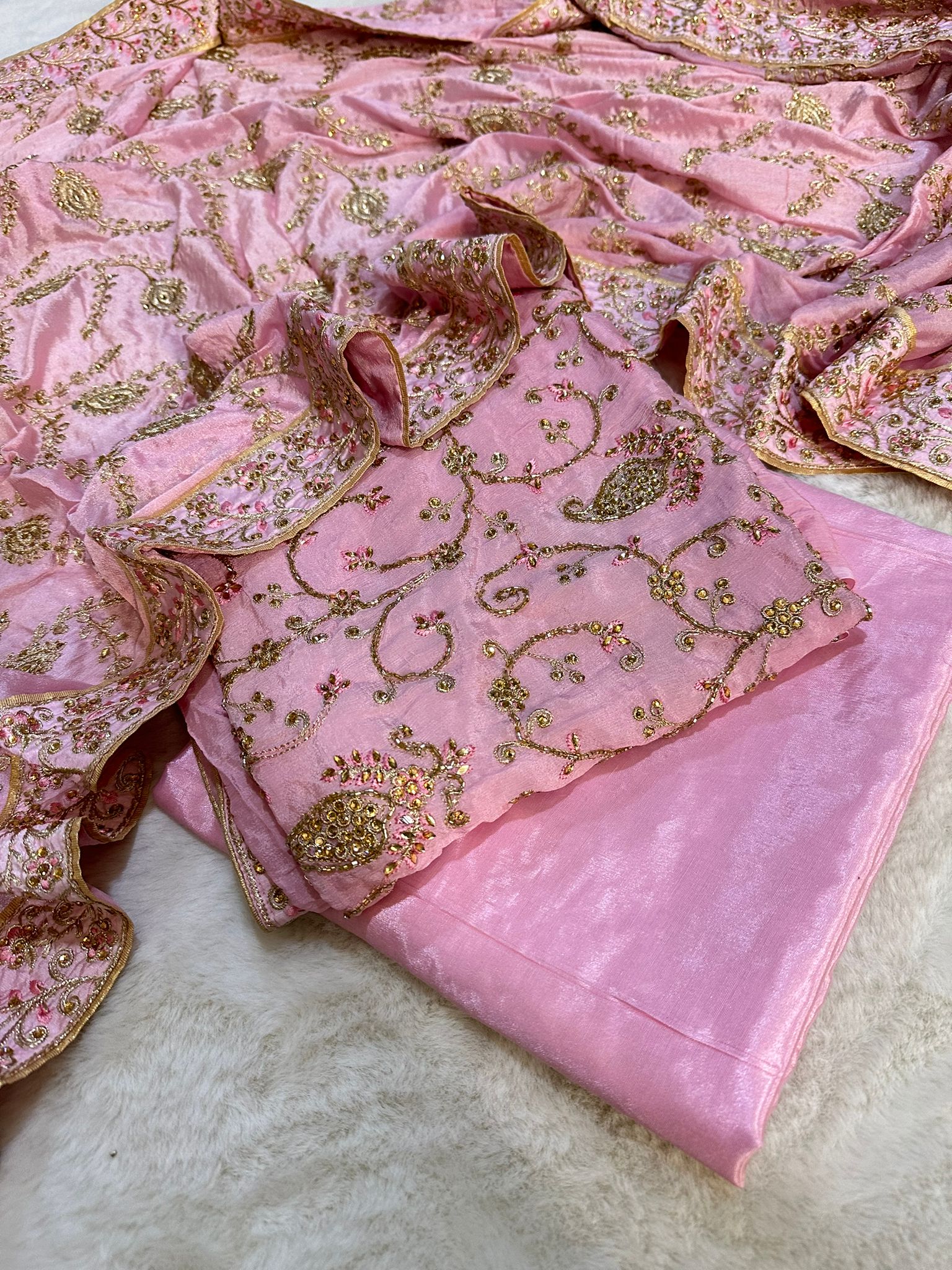 OP7808 Pink - Unstitched Suit