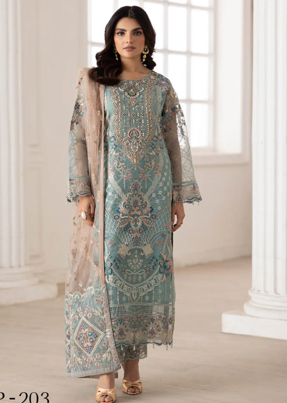 P-203 - Ready Made - Dastoor by Ramsha Luxury Organza Vol 2 - Image 4