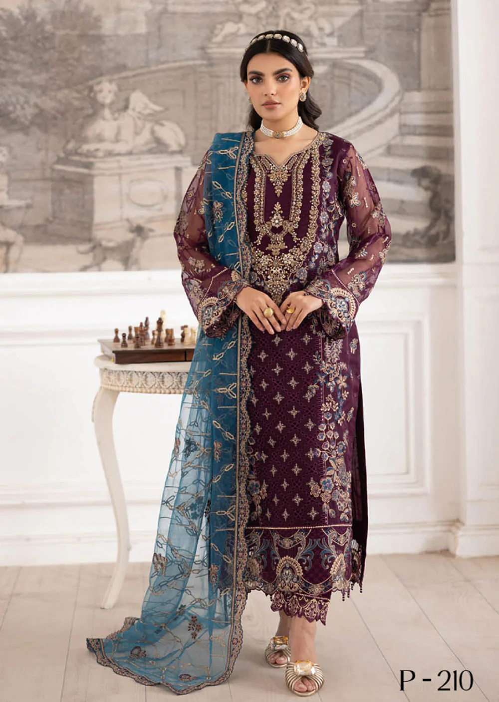 P-210- Ready Made - Dastoor by Ramsha Luxury Organza Vol 2