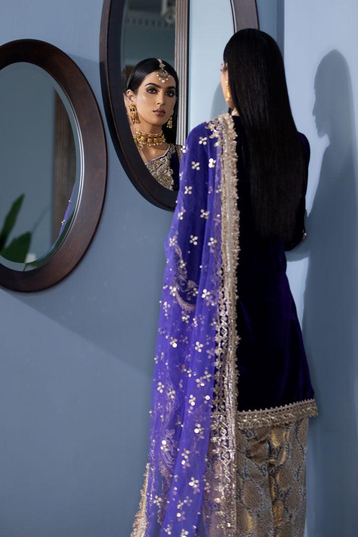 P-225 Indigo Velvet Readymade Khuda Ameer Creations 2024 - Image 2