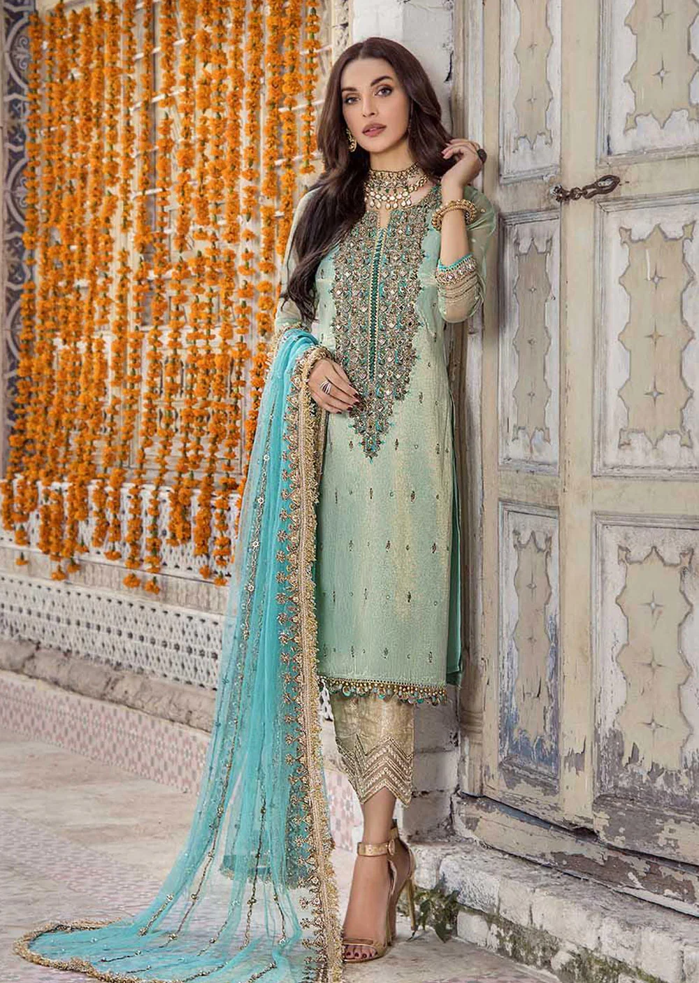 P-236 - Turquoise with Salwar - Readymade - Khuda Ameer Creations 2024