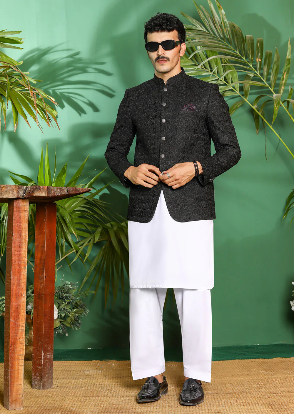 PC-2010 Mens Premium Black Prince Coat - Image 2
