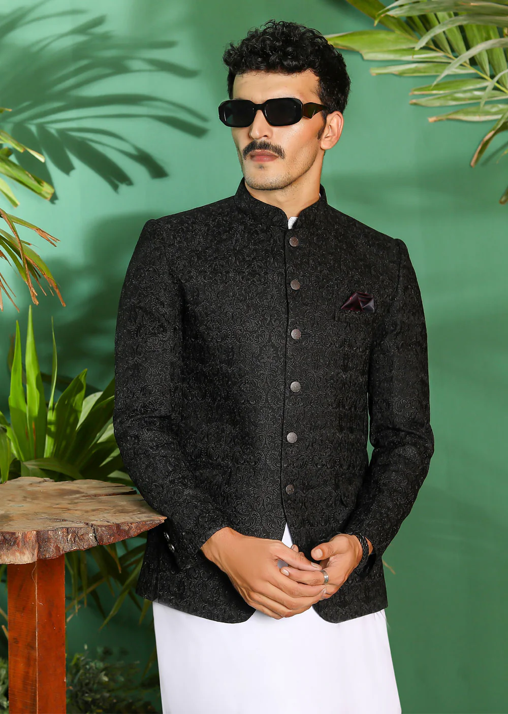 PC-2010 Mens Premium Black Prince Coat - Image 3