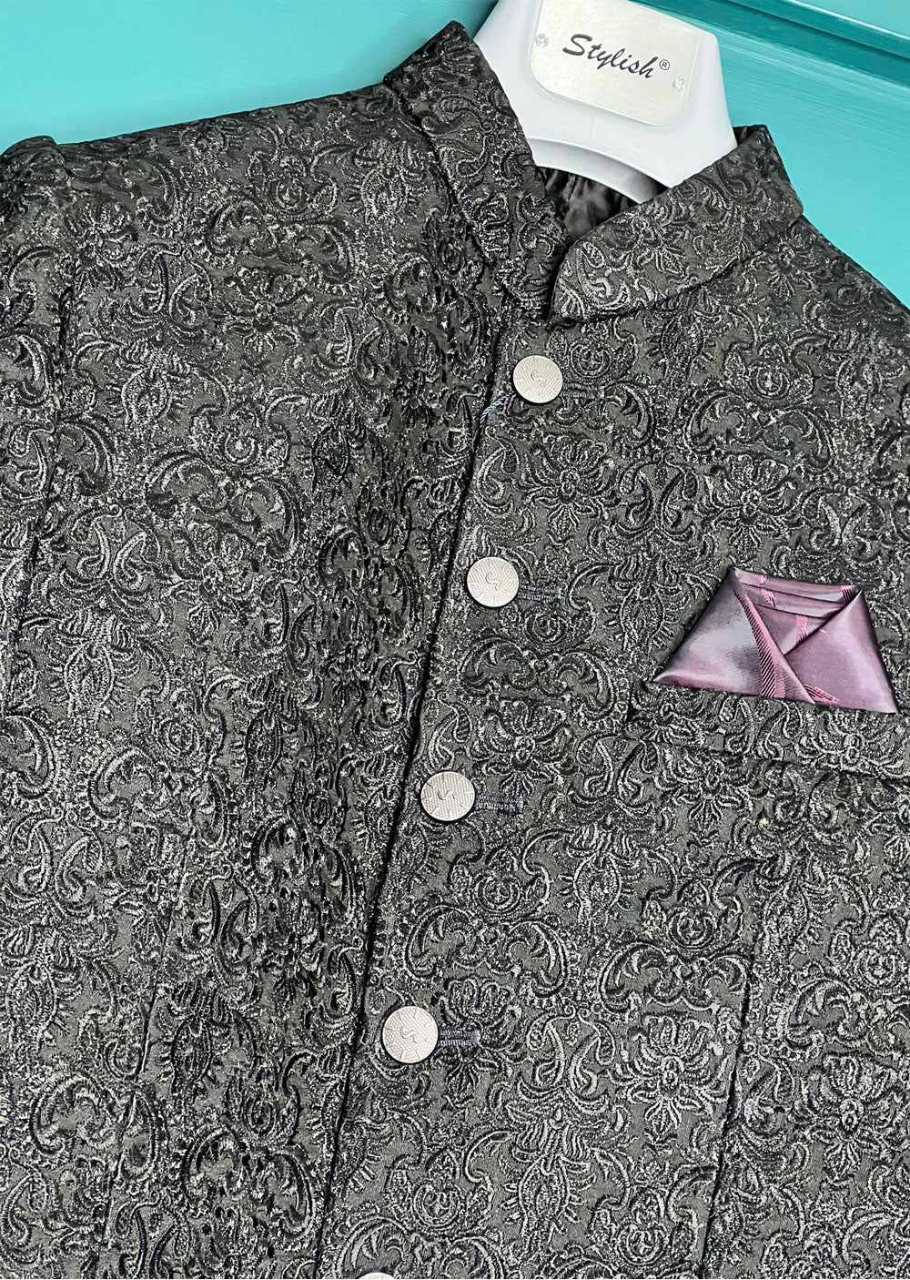 PC-2010 Mens Premium Black Prince Coat - Image 5