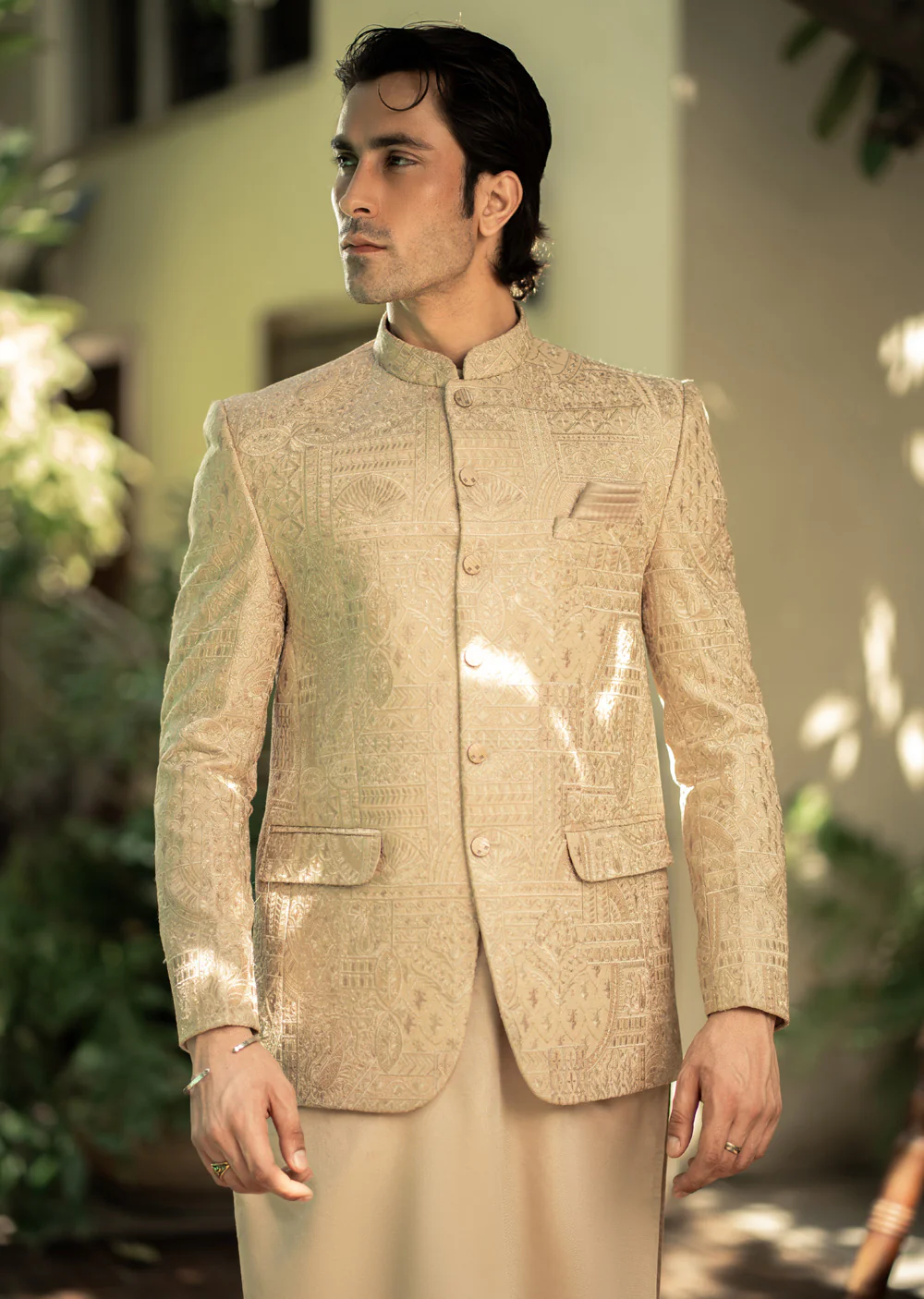 PC-578 - Readymade Mens Embroidered Prince Coat - Image 4