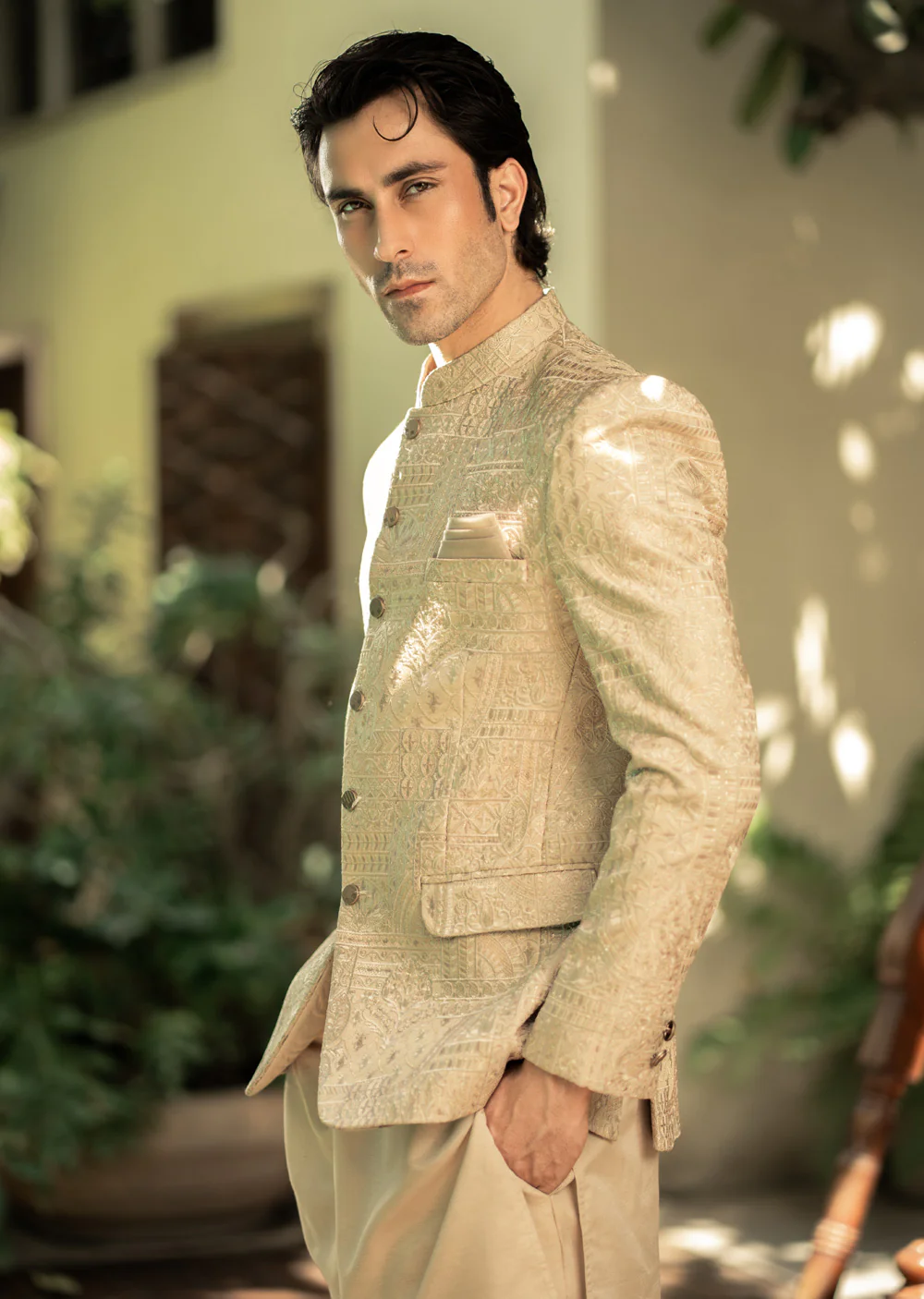 PC-578 - Readymade Mens Embroidered Prince Coat - Image 5