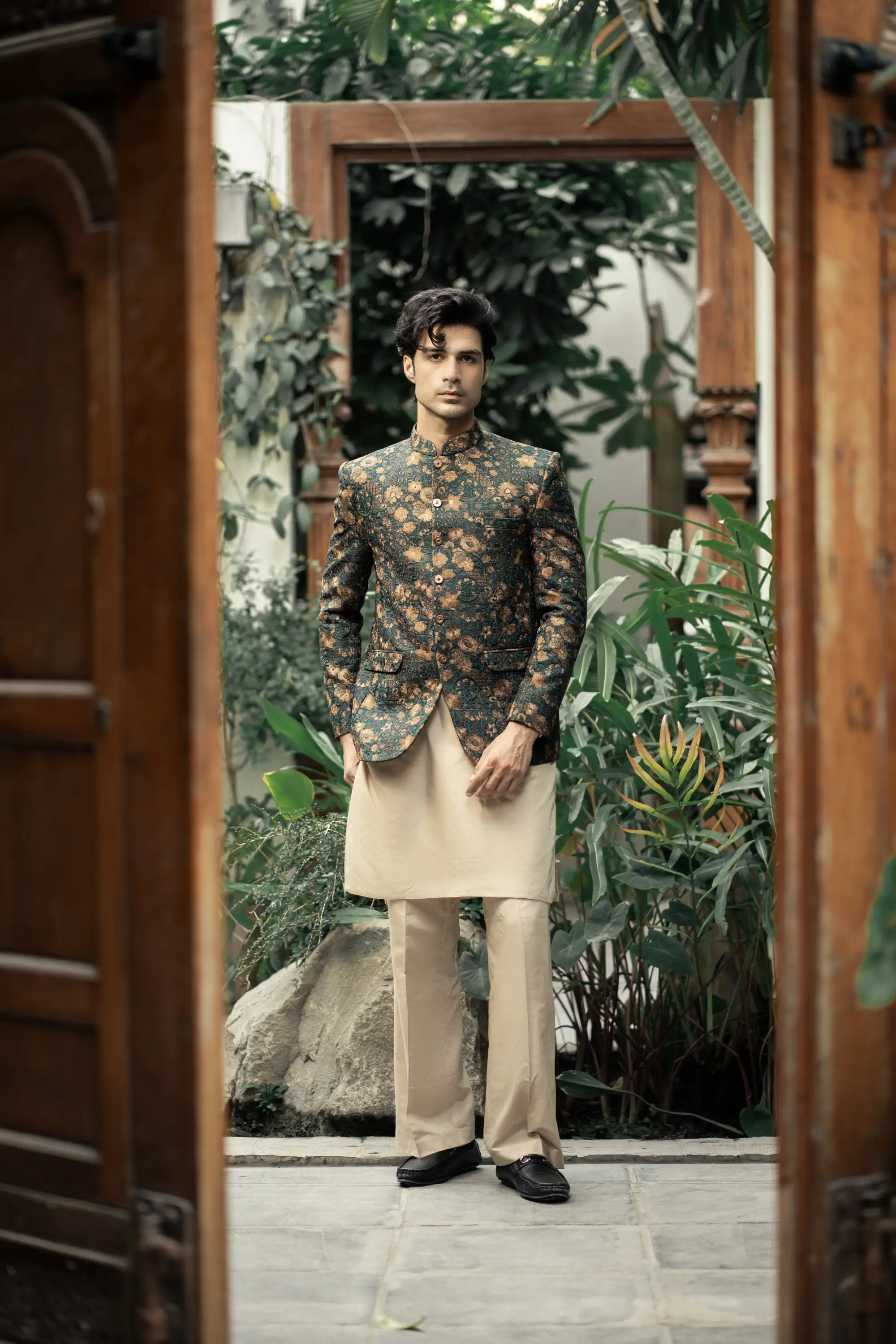 PC-586 - Readymade Mens Embroidered Prince Coat - Image 2