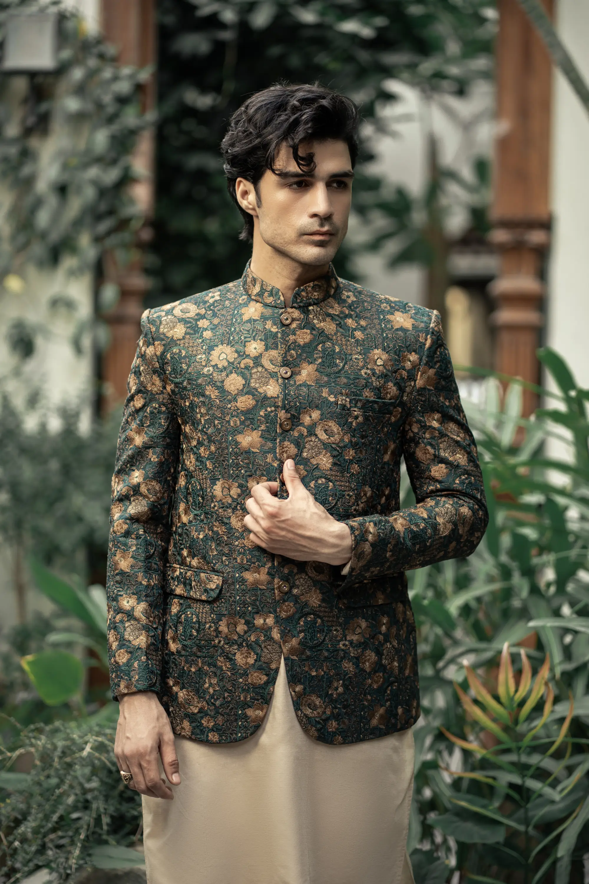 PC-586 - Readymade Mens Embroidered Prince Coat - Image 3