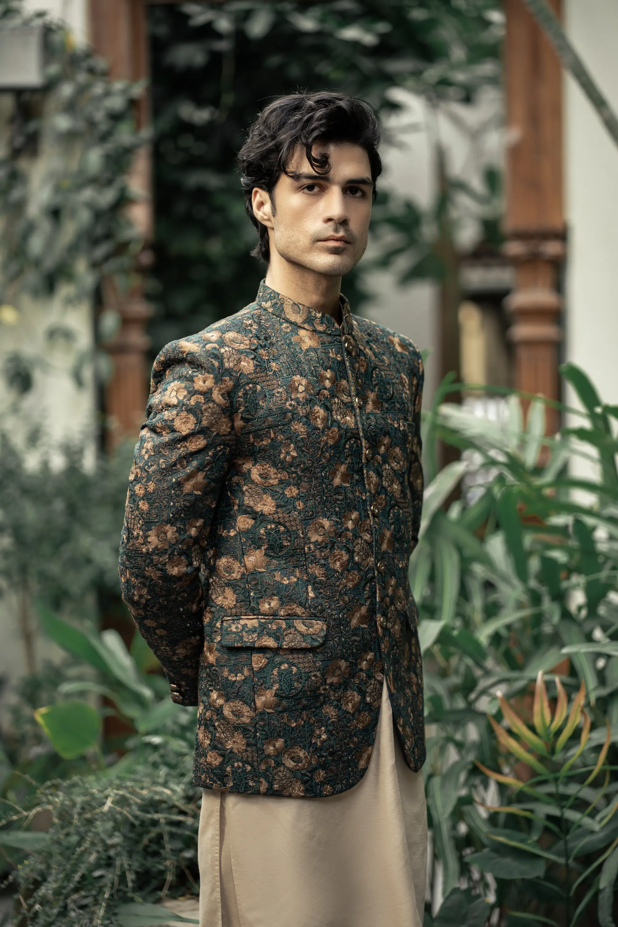 PC-586 - Readymade Mens Embroidered Prince Coat - Image 4