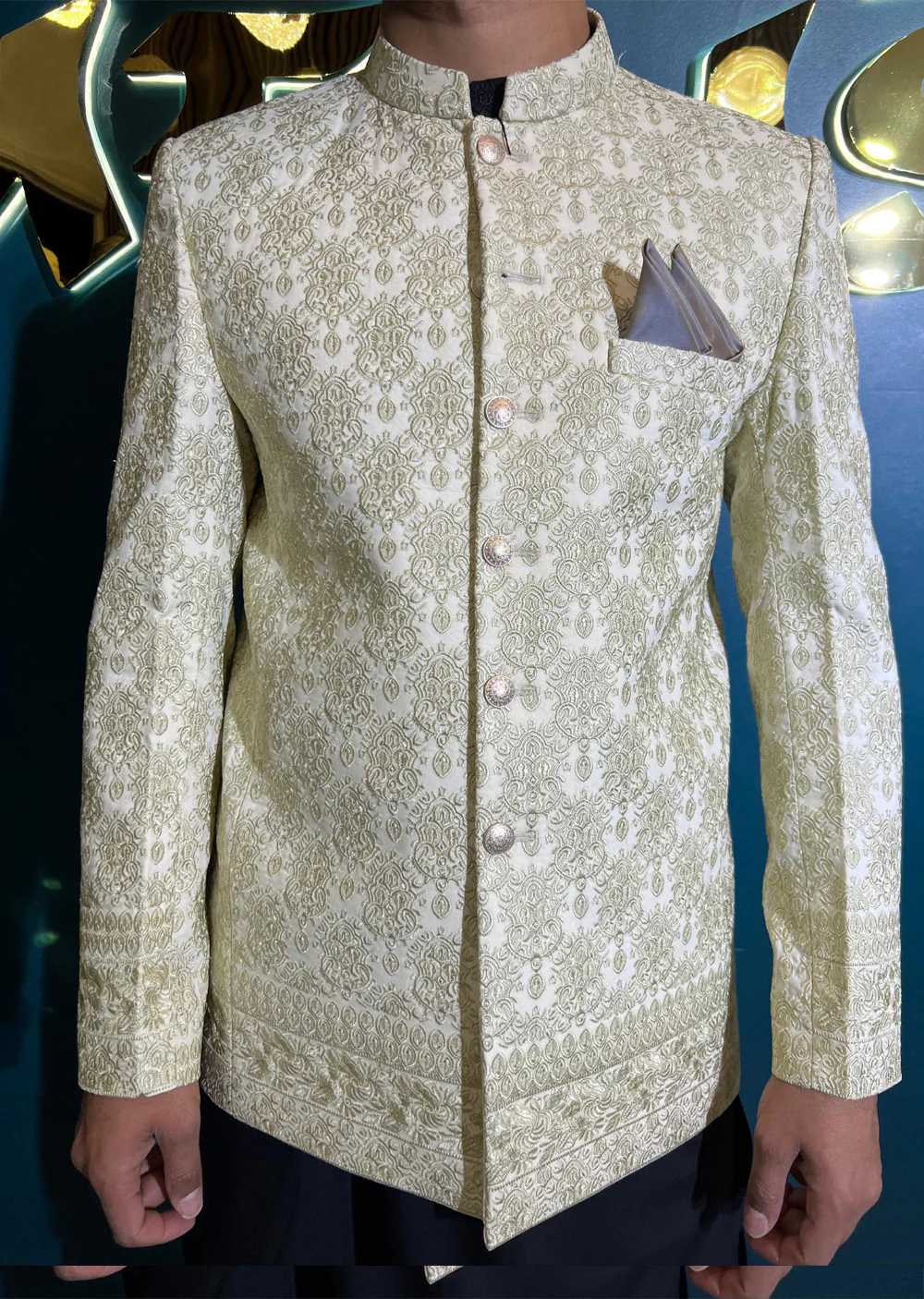 PC-702 - Gold Mens Embroidered Prince Coat - Image 6