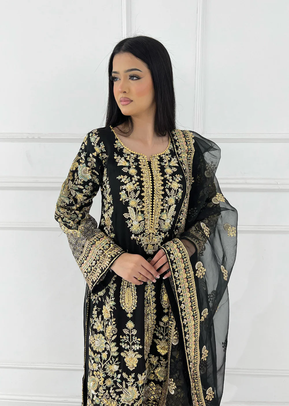 PS-0348 - Black - Readymade Chiffon Suit 2025 - Image 2