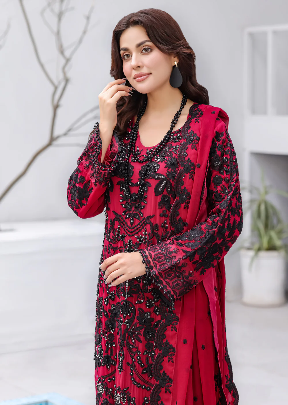 PS-0353 - Maroon - Readymade Chiffon Suit 2025 - Image 3