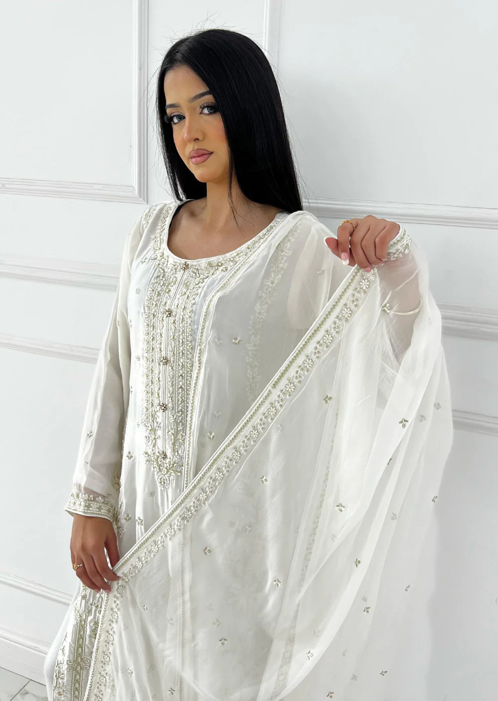 PS-0862 - White - Readymade Silk Suit 2025 - Image 4