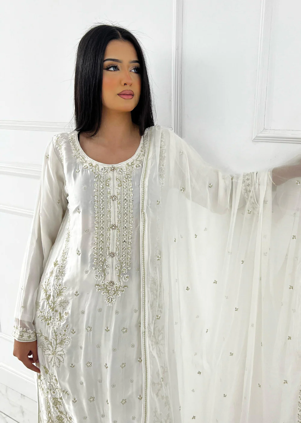 PS-0862 - White - Readymade Silk Suit 2025 - Image 6