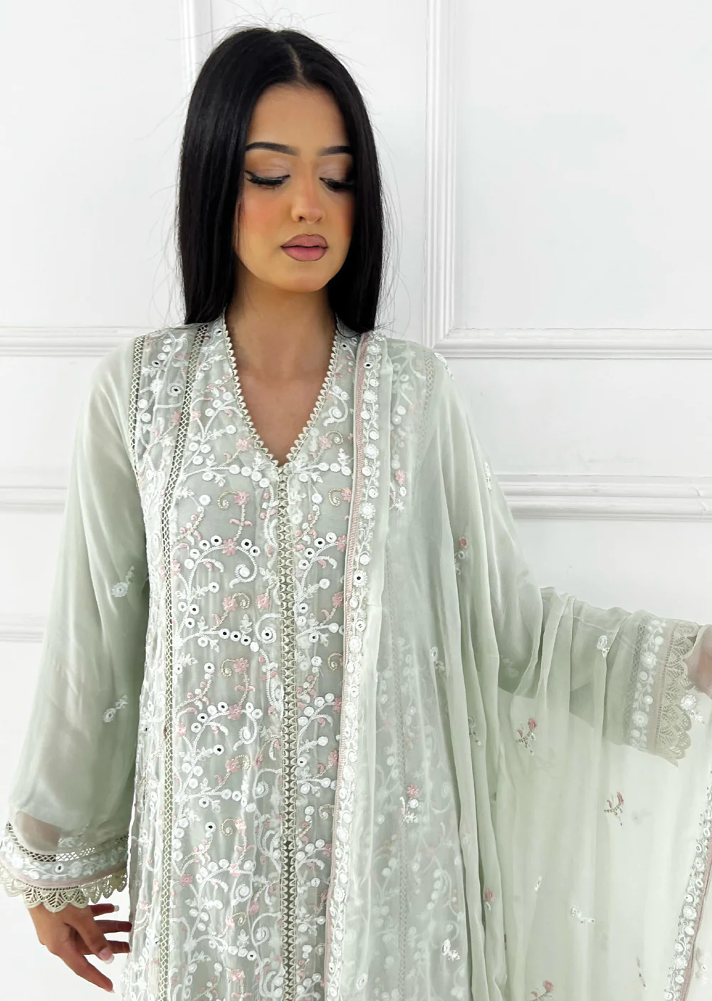 PS-1919 - Mint - Readymade Chiffon Suit 2025 - Image 2