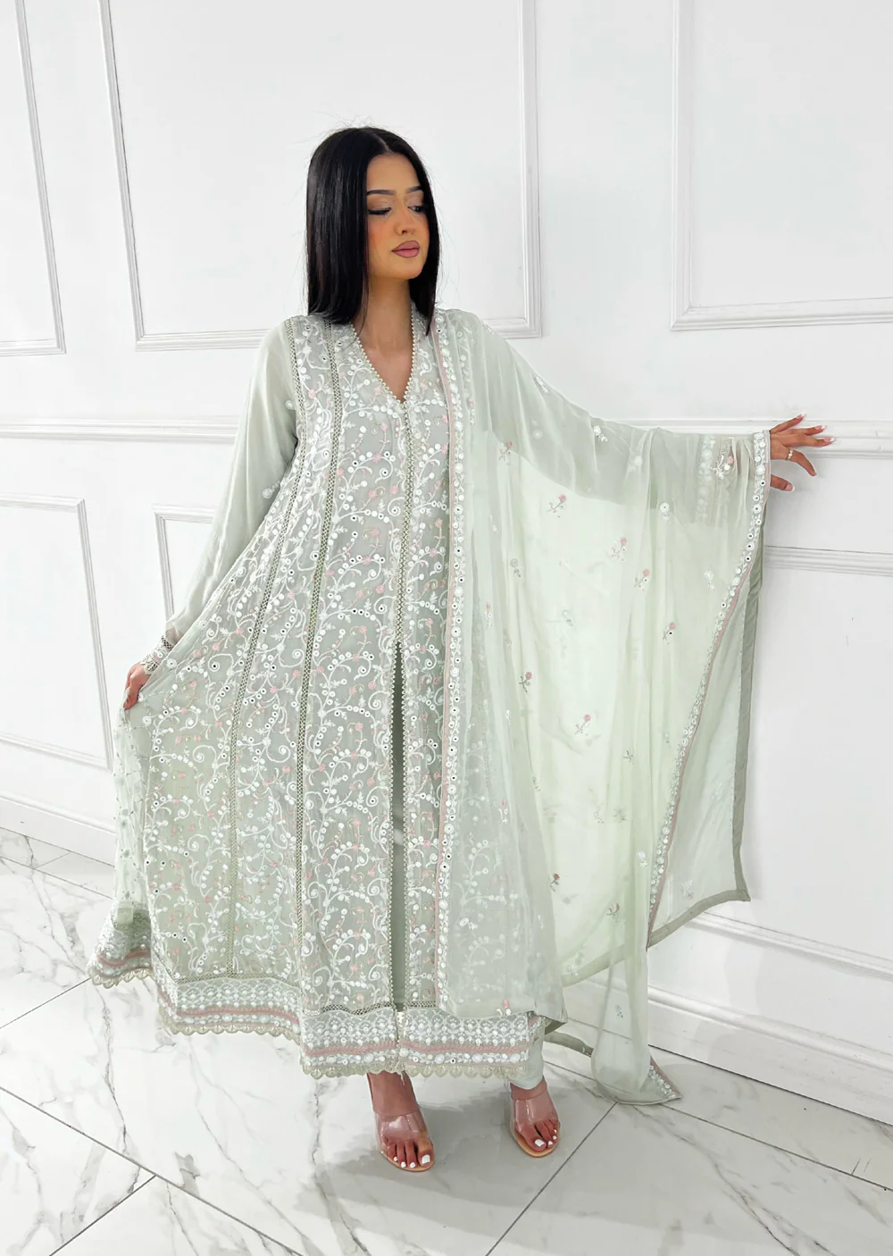 PS-1919 - Mint - Readymade Chiffon Suit 2025 - Image 4