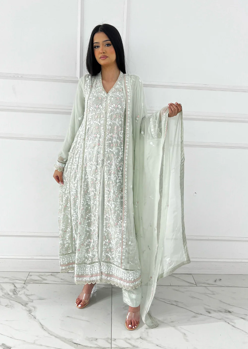 PS-1919 - Mint - Readymade Chiffon Suit 2025 - Image 6