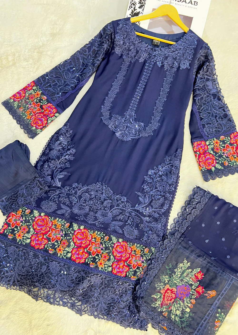 PS-1921 - Blue - Readymade Chiffon Suit 2025