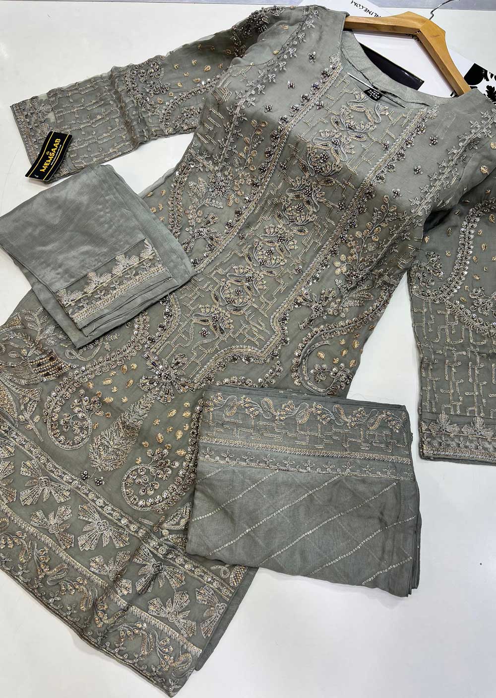 PS0791 Readymade Grey Chiffon Suit - Image 3
