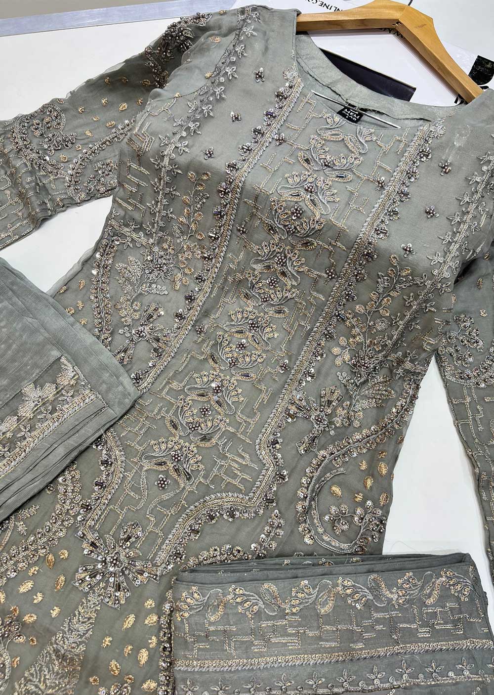 PS0791 Readymade Grey Chiffon Suit - Image 4
