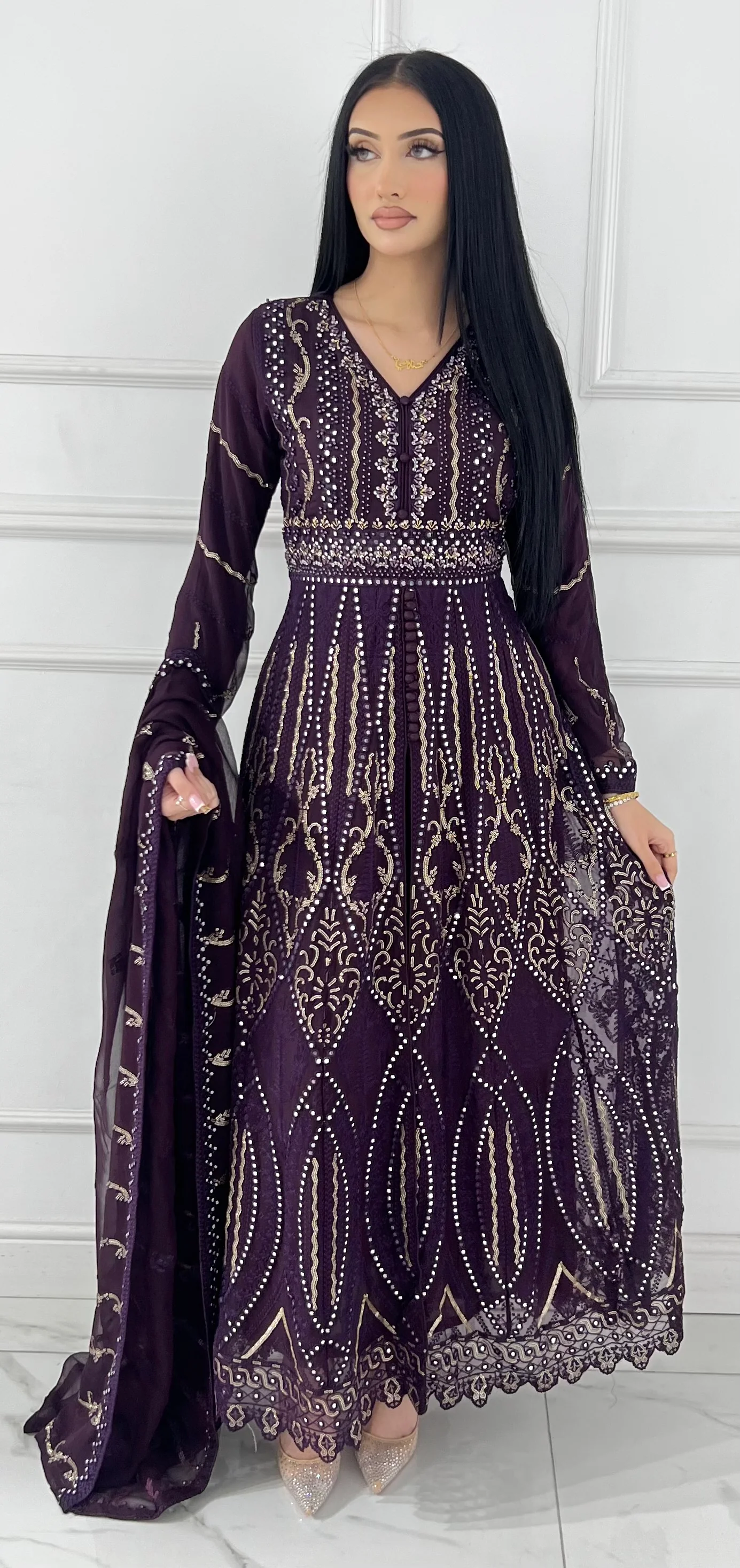 PS0800 Readymade Purple Chiffon Wedding Suit - Image 3