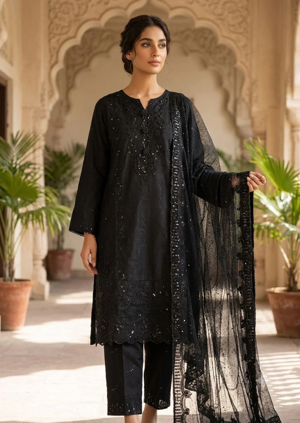 PS1102 Passion - Readymade Black Cotton  Suit - Image 2