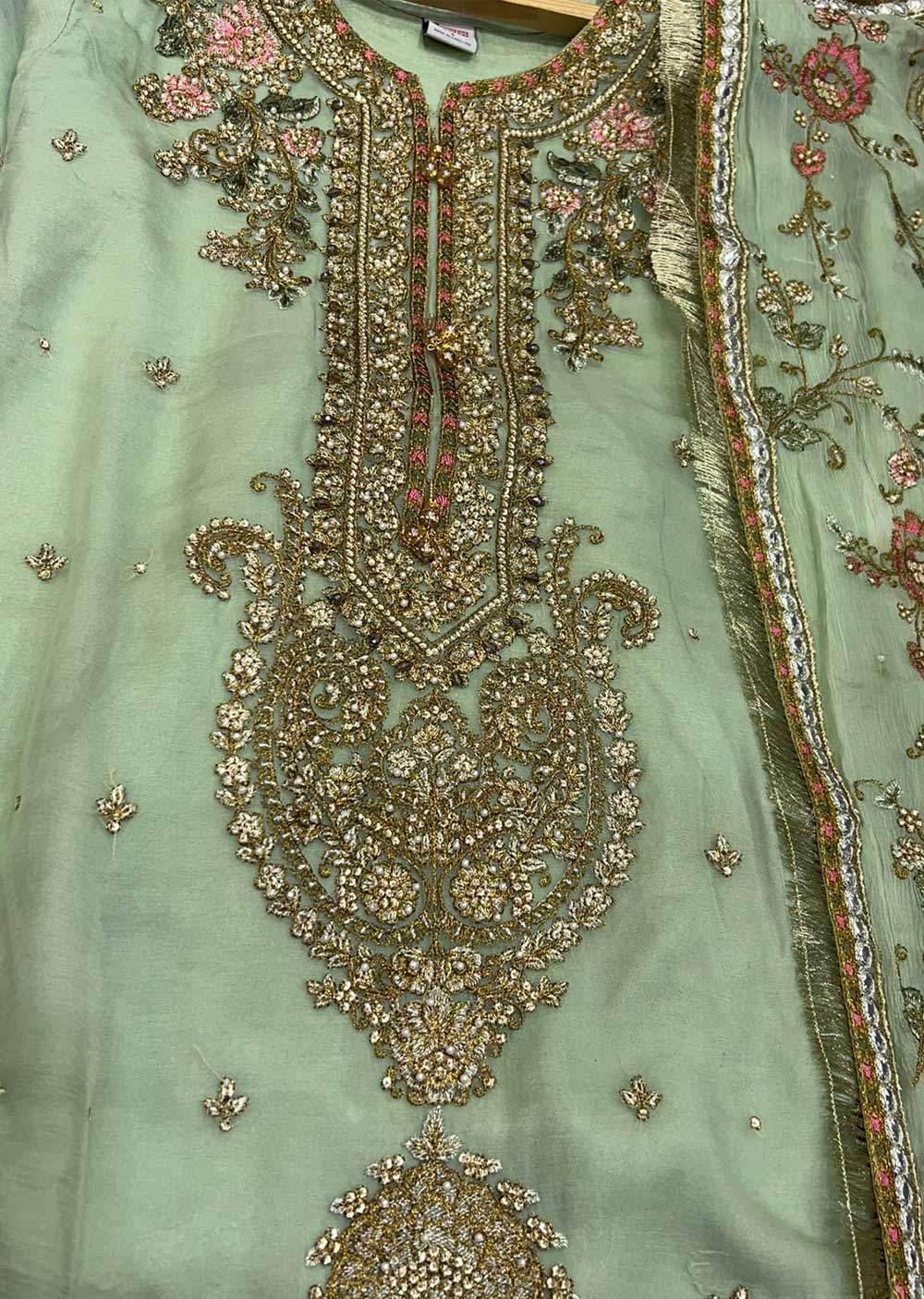PS1133 Readymade Mint Green Chiffon Wedding Suit - Image 2