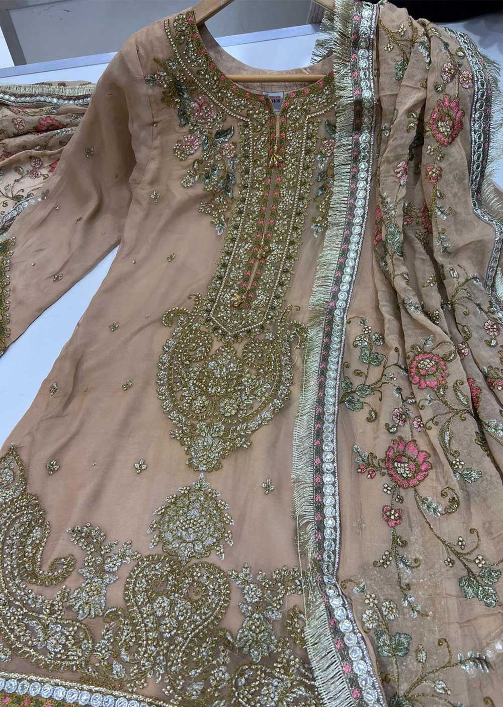 PS1133 Readymade Peach Chiffon Wedding Suit - Image 2