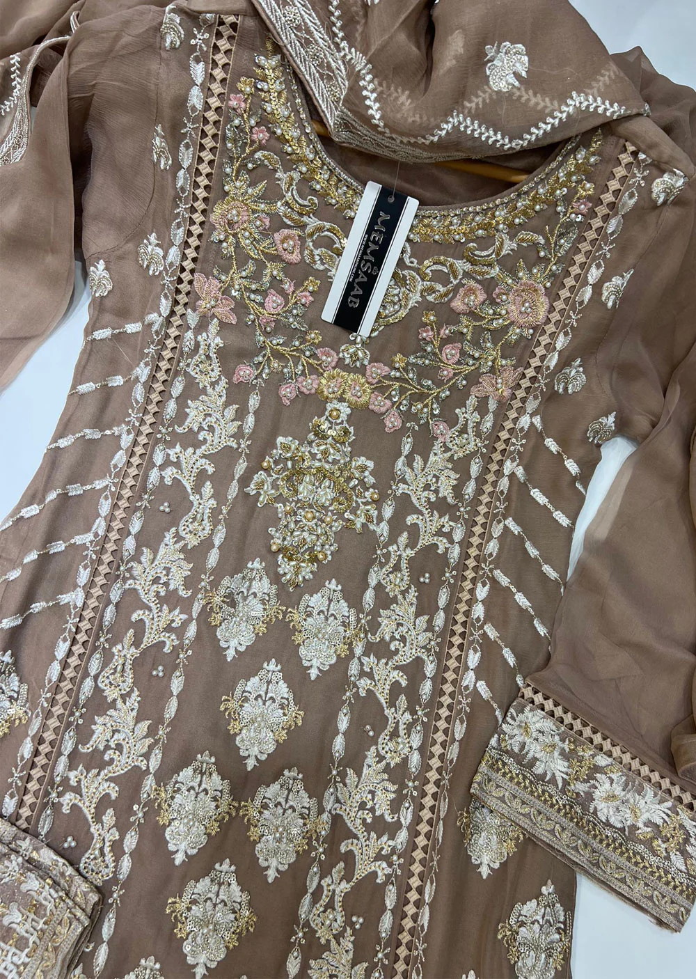 PS0785 Readymade Brown Chiffon Suit - Image 2
