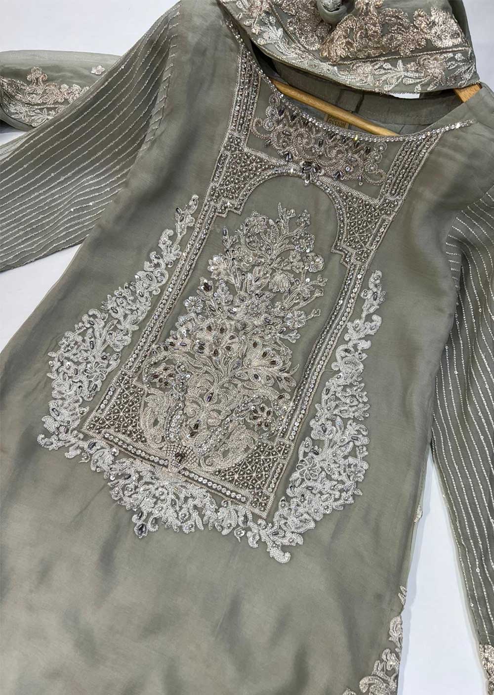 PS1170 Readymade Grey Chiffon Wedding Suit - Image 2