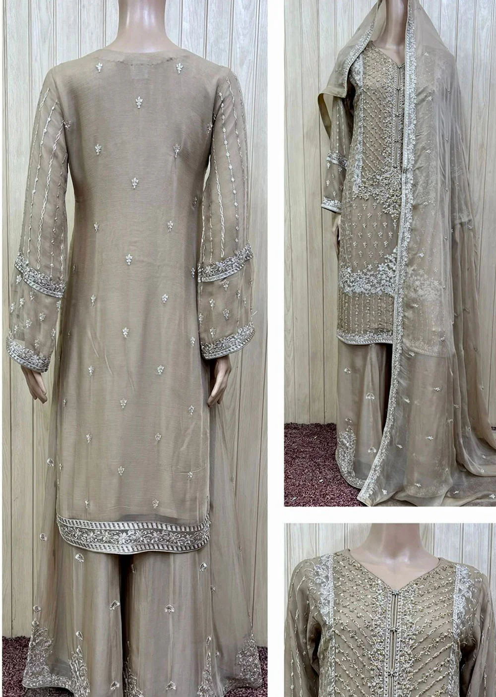 PS1201 Readymade Gold Chiffon Suit - Image 2