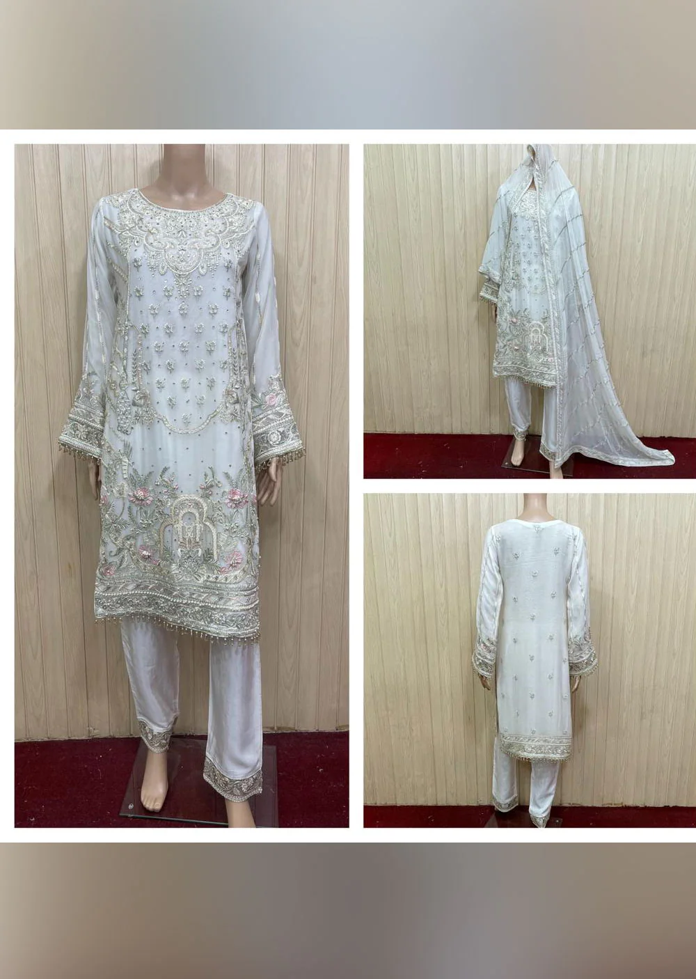 PS1625 Readymade Peach Chiffon Suit - Image 8