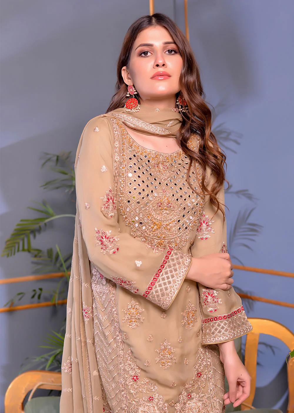 PS1631 Tahreekh Readymade Green Suit - Image 3