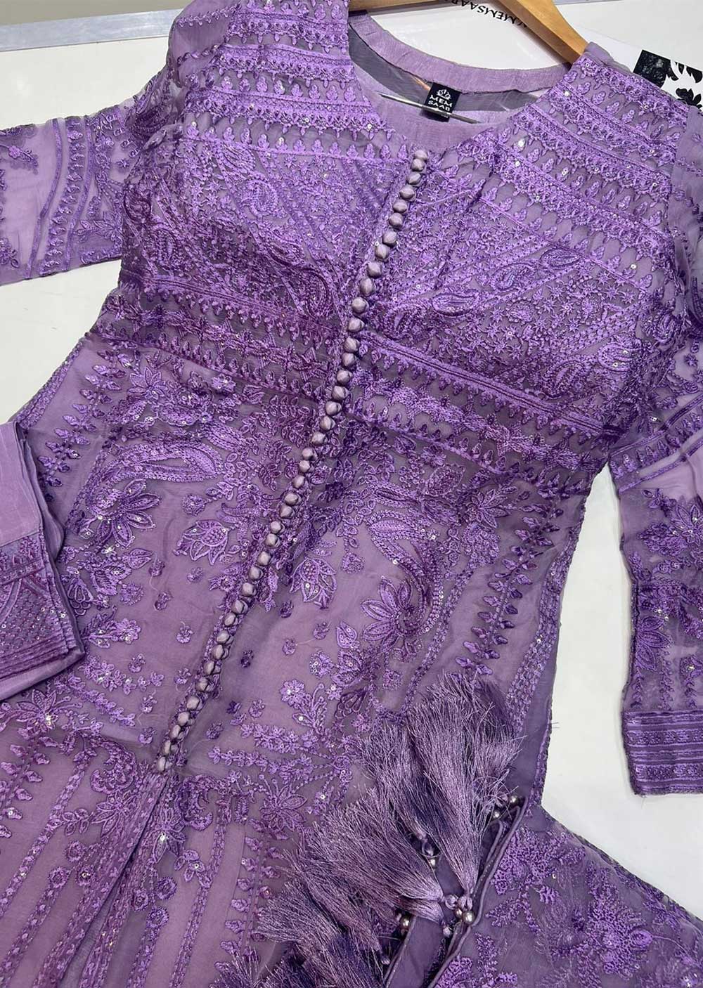 PS1664 Lilac Readymade Chiffon Suit - Image 4